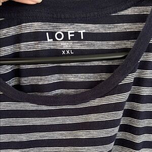 LOFT Navy and White Striped Tee XXL